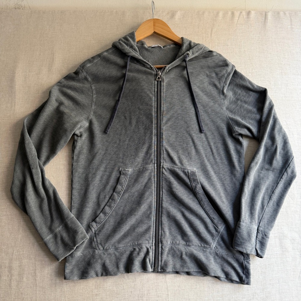 James Perse Standard Zip Hoodie Slub Jersey Gray Cotton Minimalist Size 1 Small